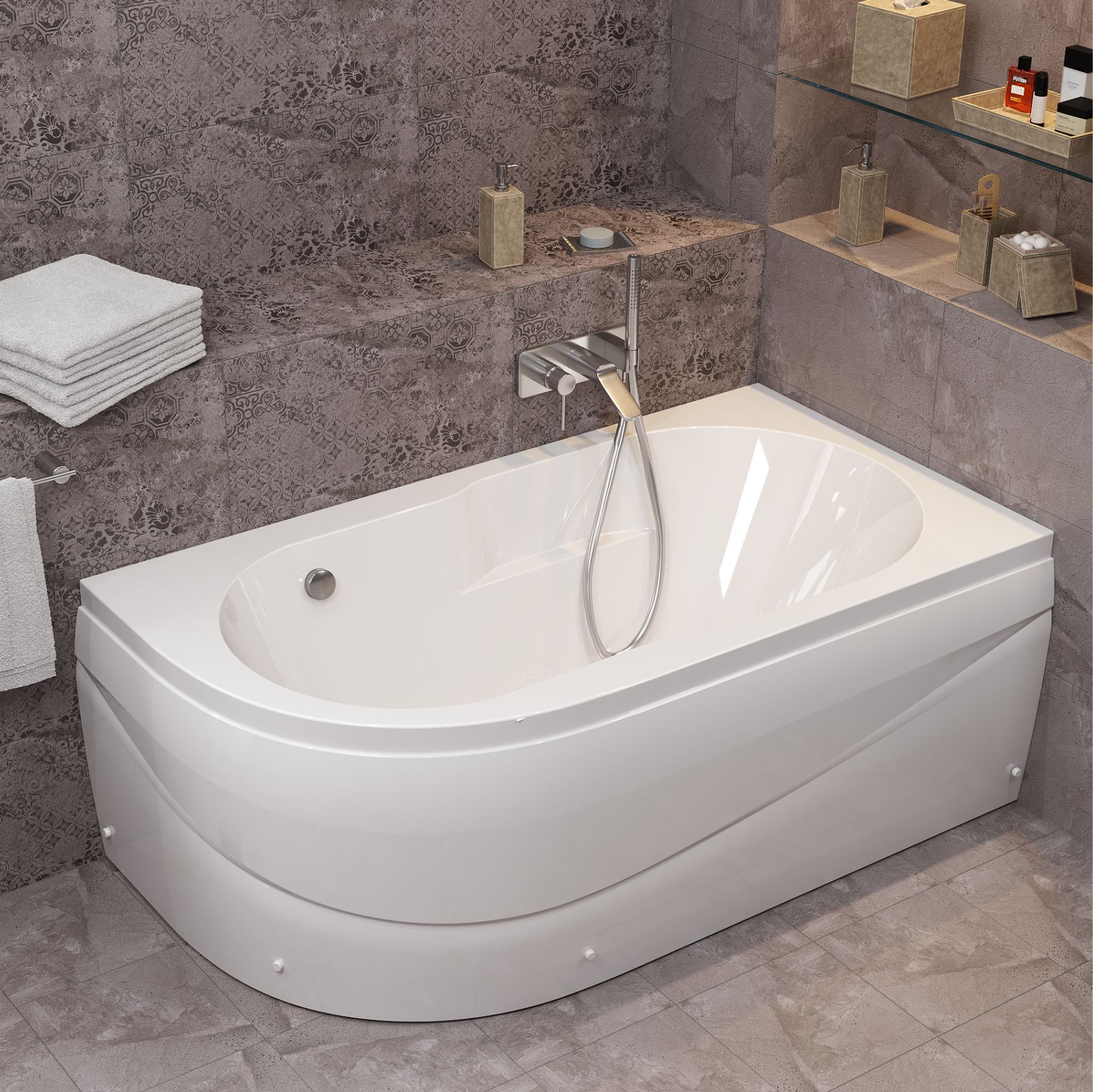 Приобрести mirsant ванна акриловая небуг 150*80 см, в комплекте, правая, белая ут000038829