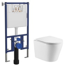 LORANTO Инсталляция LORANTO + подвесной безободковый унитаз Azario Teramo (круглый) с системой антивсплеск (Торнадо) с сидением микролифт (4501+AZ-0053-UQ)