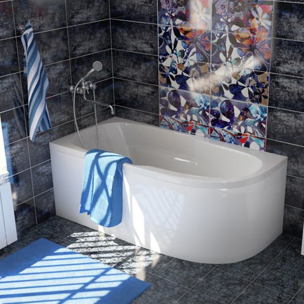 Приобрести mirsant ванна акриловая небуг 150*80 см, в комплекте, левая, белая ут000038828