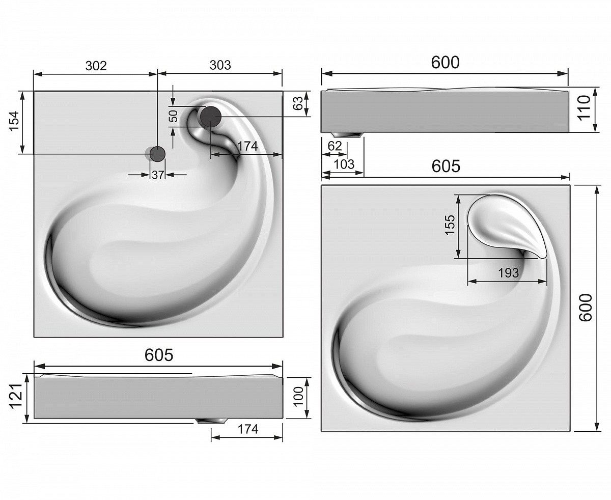 Приобрести раковина над стиральной машиной azario sof 60,7х60,1 см, без сифона