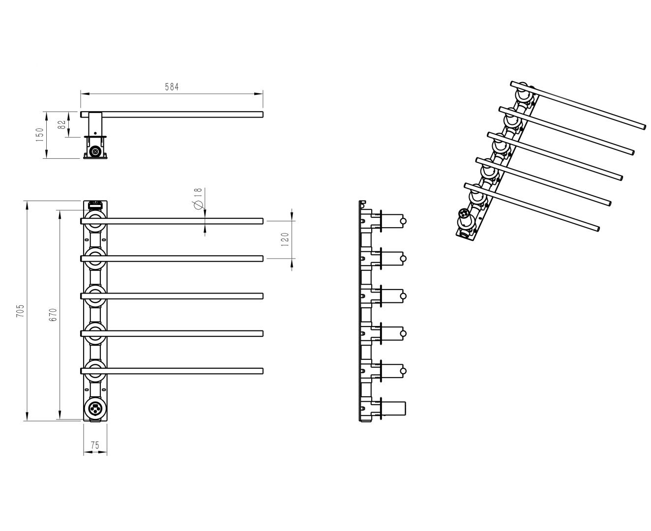 Приобрести полотенцесушитель электрический встраиваемый wonzon & woghand dortmund, брашированный никель (ww-a365-br)