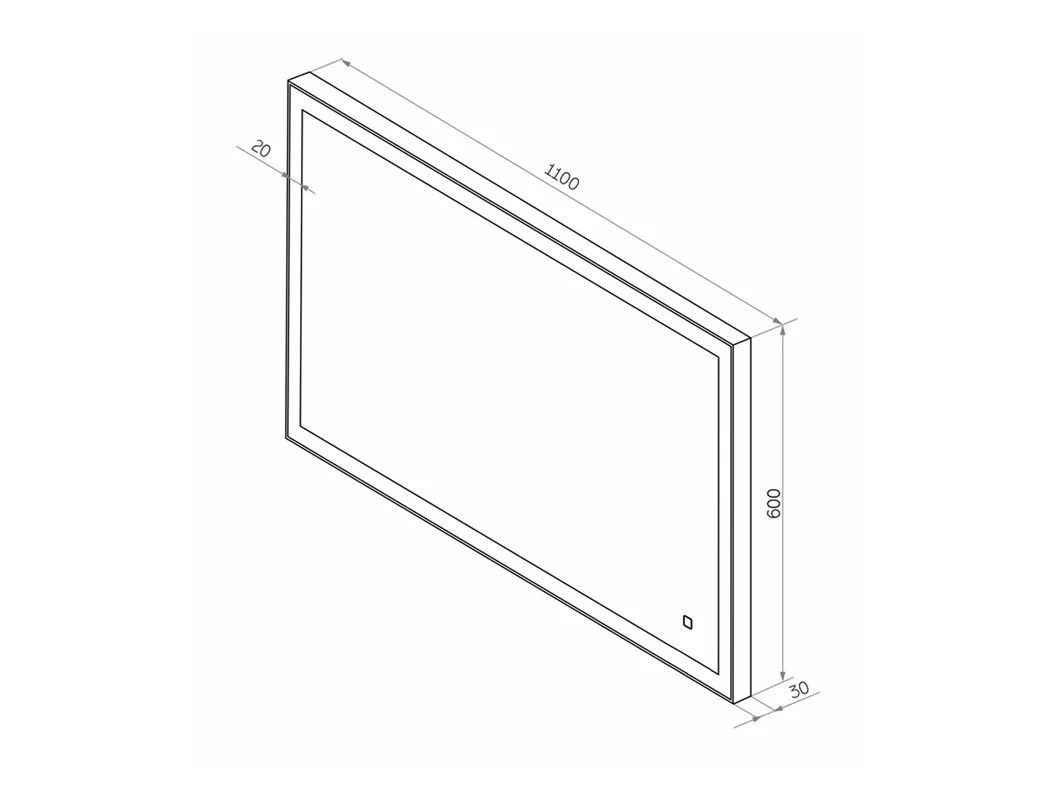 Приобрести continent зеркало с подсветкой solid black 110х60 см, черное