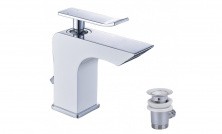LEMARK Смеситель для раковины Contest с донным клапаном, белый\хром LM5806CW