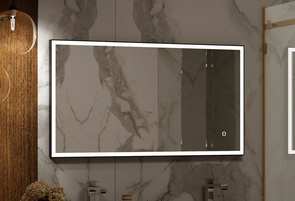 Приобрести continent зеркало с подсветкой solid black 110х60 см, черное