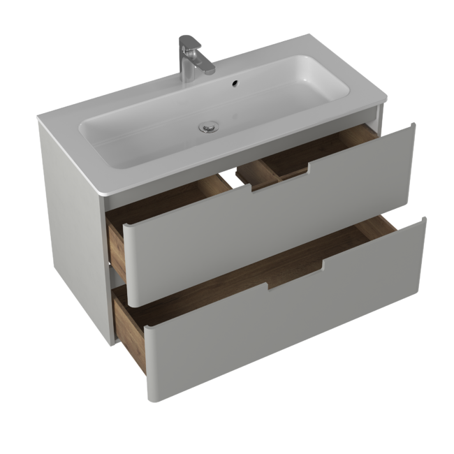 Приобрести briz тумба подвесная с раковиной prato light 100 см, светло серая, матовая, т18-100