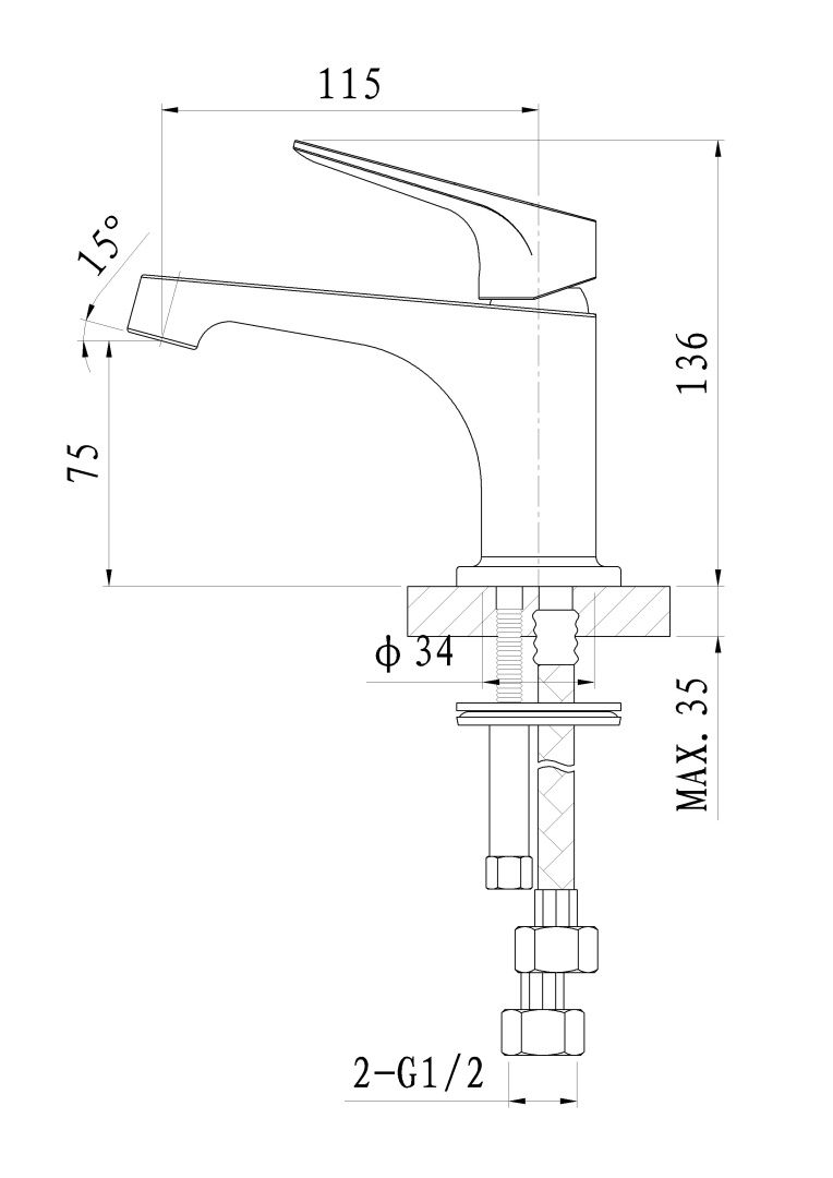 Приобрести смеситель для раковины wonzon & woghand balance, хром (ww-051121-cr/l)
