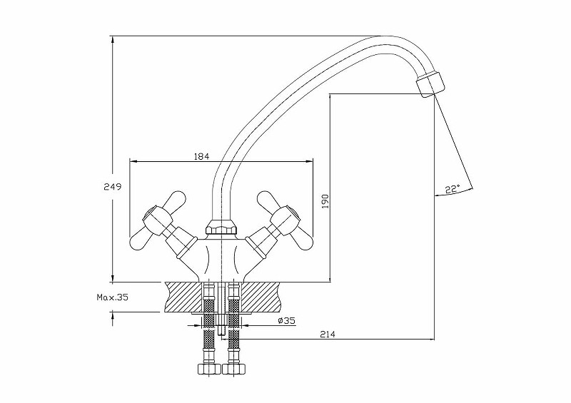 Приобрести haiba смеситель для кухни 249мм, хром hb-4125