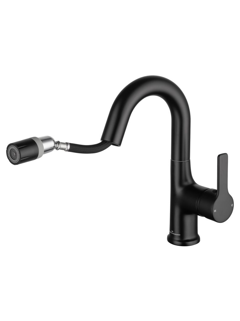 Приобрести смеситель для раковины с выдвижным изливом wonzon & woghand, черный матовый (ww-fe01l212-mb)