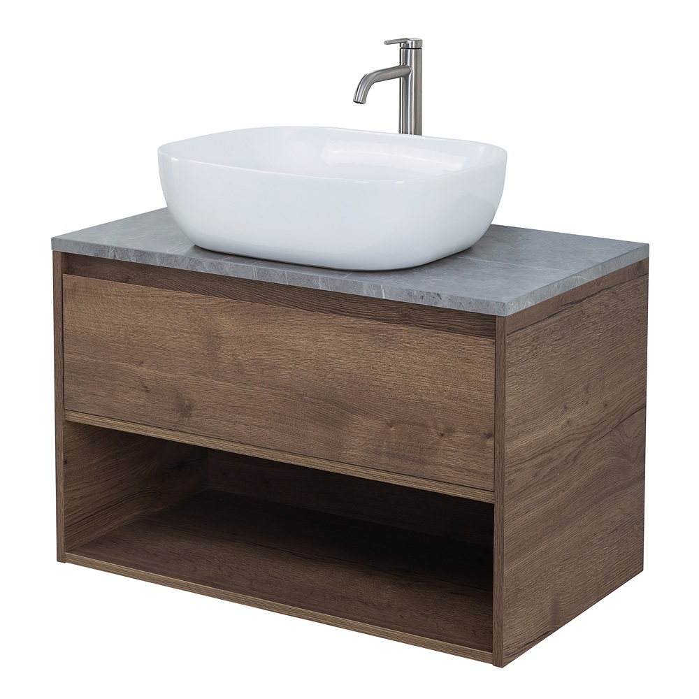 Приобрести belbagno тумба со столешницей kraft 80 см с ящиком и полкой, подвесная rovere tabacco