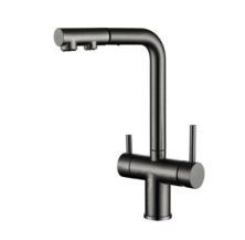 Смеситель с выдвижным изливом и подключением фильтра WONZON & WOGHAND, Темный графит (WW-88458018-BGM)