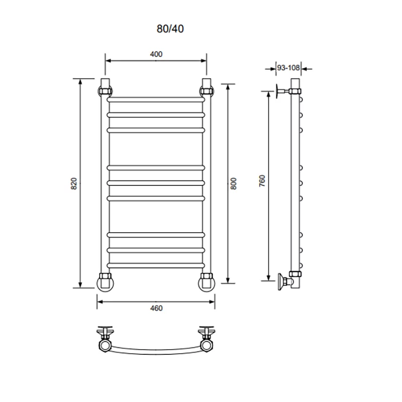 Приобрести veconi полотенцесушитель водяной nemi-a 40х80 см, хром n8040ch-a