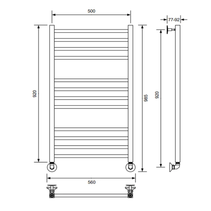 Приобрести veconi полотенцесушитель водяной vero-a 50х100 см, черный v10050b-a