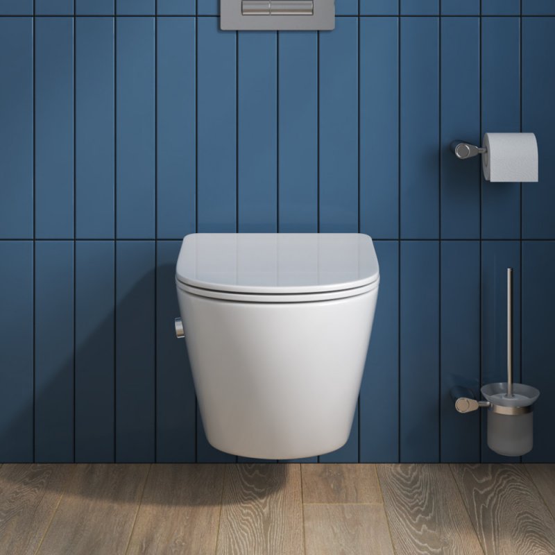 Приобрести унитаз подвесной с сиденьем и креплением с функцией биде и смесителем belbagno uno bb3105chr-bs/sc