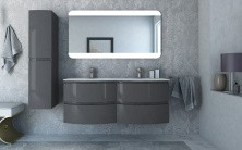 Cezares Тумба подвесная с раковиной на две чаши VAGUE 138 см Antracite, антрацит 44221