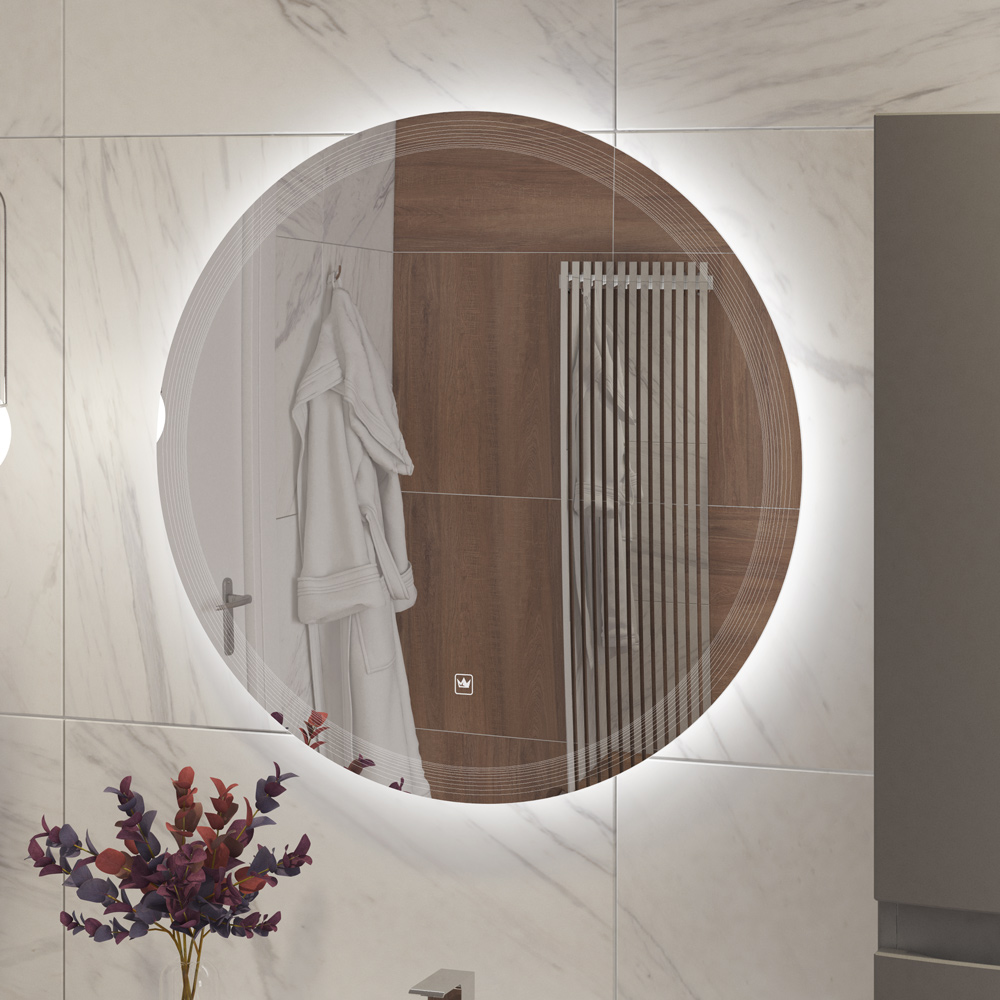 Приобрести cezares зеркало eco 80х80 см, контурная подсветка, сенсорное включение, гравировка czr-spc-eco-800-led-tch