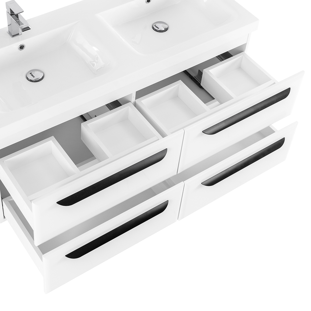 Приобрести cezares тумба подвесная с раковиной eco 120 см bianco lucido, белый глянец eco-1200-4c-so-2-bl