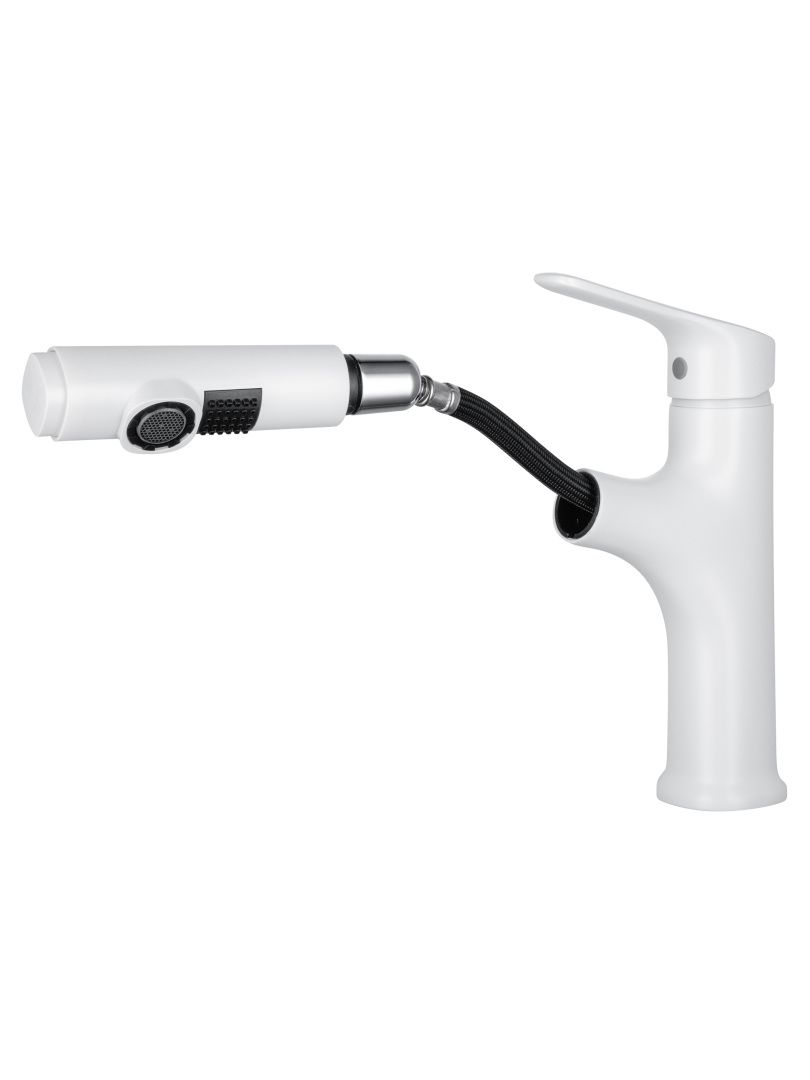 Приобрести смеситель для раковины с выдвижным изливом wonzon & woghand, белый матовый (ww-ae4151-mw)