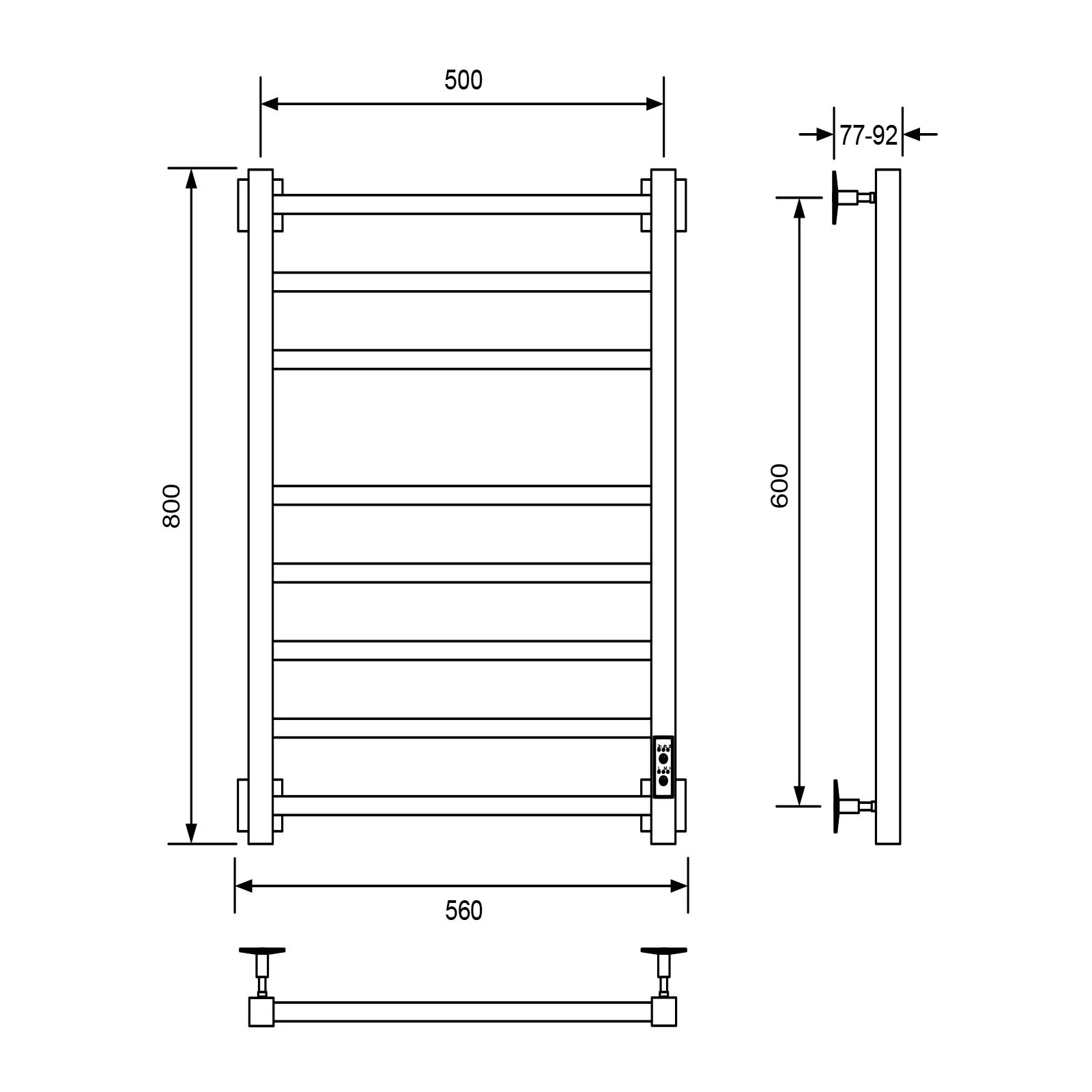 Приобрести veconi полотенцесушитель электрический barro-b 50х80 см, хром b8050ch-b