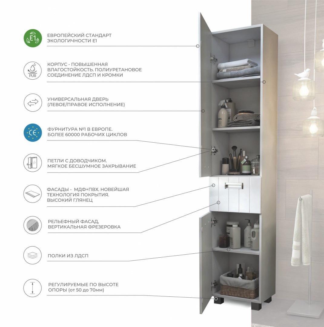 Приобрести vigo пенал diana, напольный, 40см, белый pn.dia.40