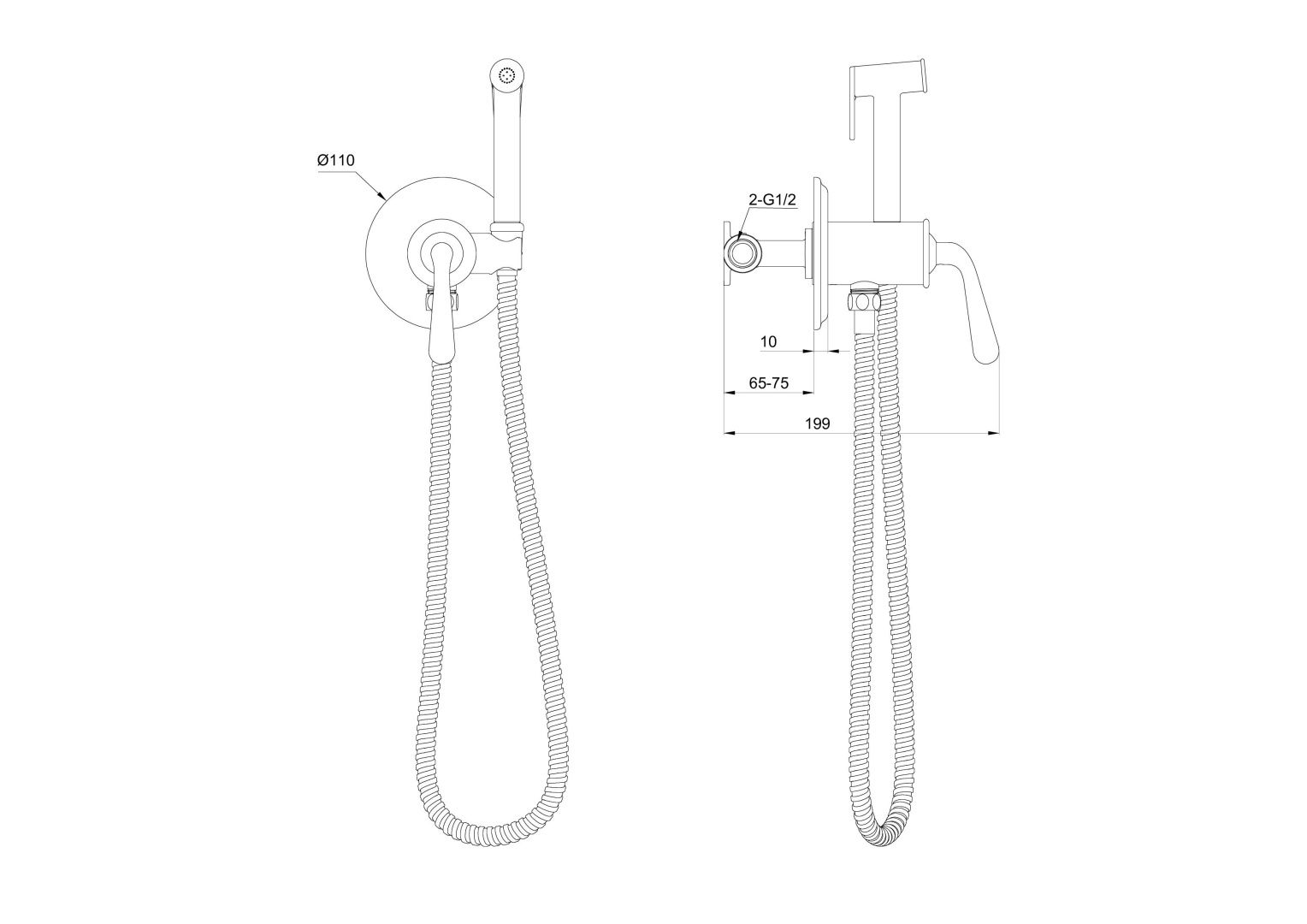 Приобрести смеситель с гигиеническим душем встраиваемый wonzon & woghand steam, темный графит (ww-88829008-bgm)