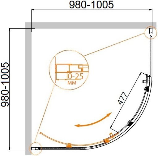 Приобрести cezares душевое ограждение molveno 100х100см molveno-r-1-100-p-cr