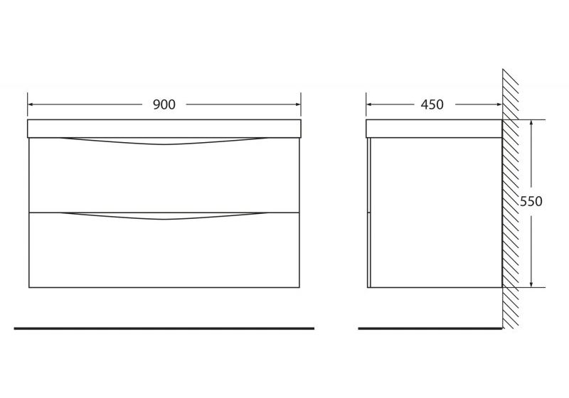 Приобрести тумба подвесная с раковиной belbagno marino-900-2c-so-nl-p 90 см, nero lucido