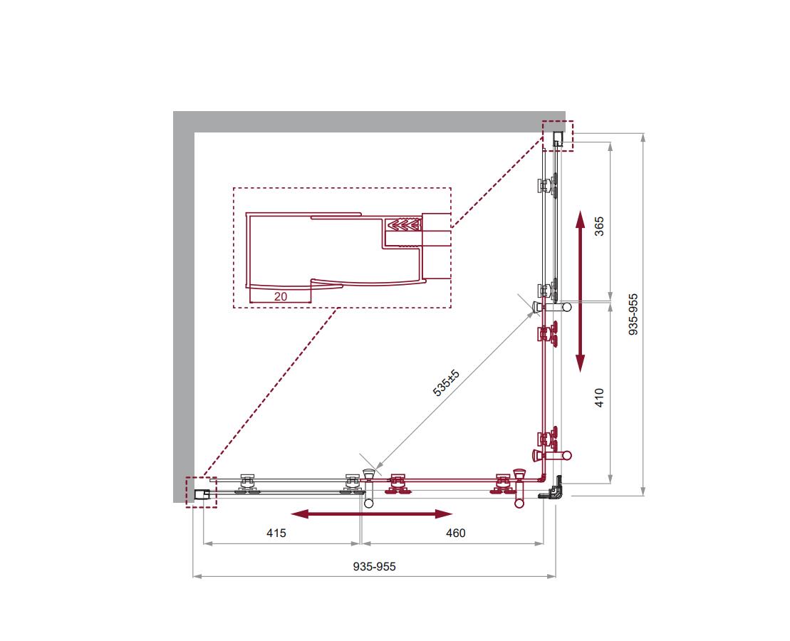 Приобрести belbagno душевое ограждение 95х95 см uno-195-a-2-95-p-cr