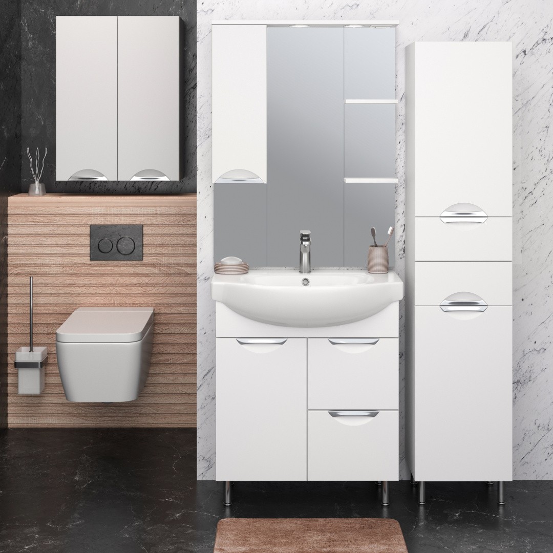 Приобрести aqua de marco зеркало-шкаф eleganse 75 см, левое, белый\хром 1075cele/l