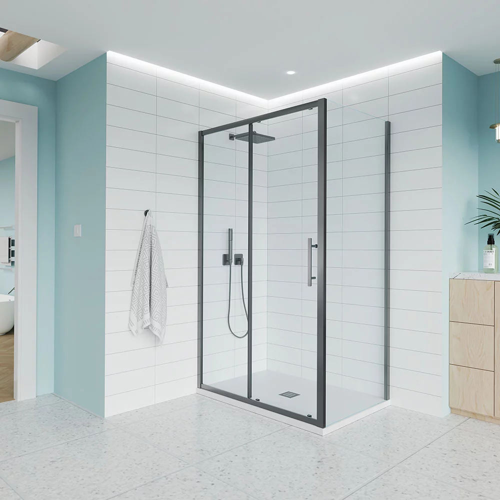 Приобрести veconi душевое ограждение evo 180х80 см, брашированный графит, прозрачное e1-sp-gr-18080-01-c9