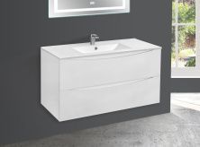 Vincea Тумба подвесная Mia 100 см, белая с белой раковиной VMC-2MC100GW;VBS-13100