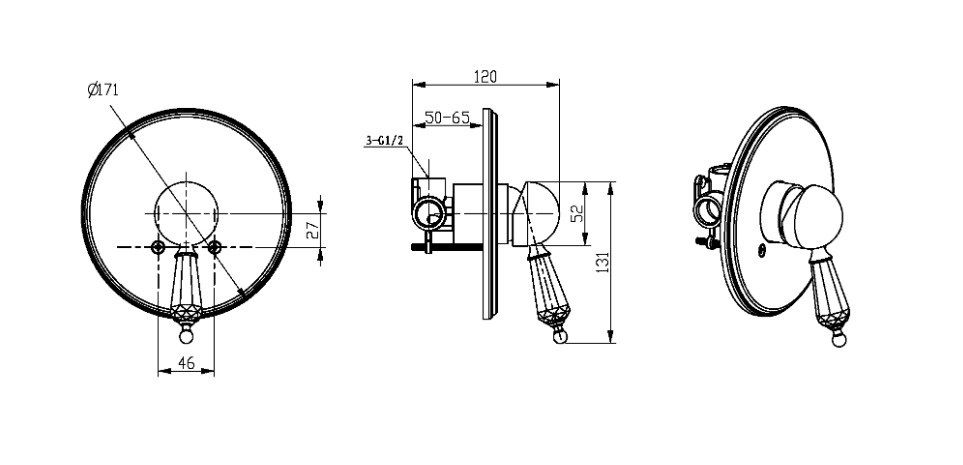 Приобрести boheme смеситель для душа provanse ripresa, встраиваемый, бронза\белый 365