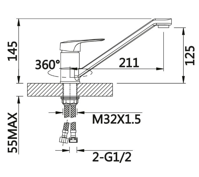 Приобрести смеситель для кухни vieir venik 145 мм, хром v093520