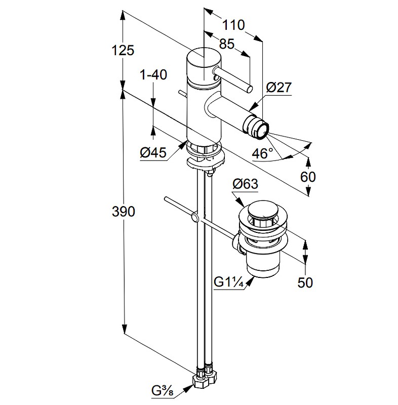 Приобрести kludi bozz однорычажный смеситель для биде dn 15, арт. 385330576