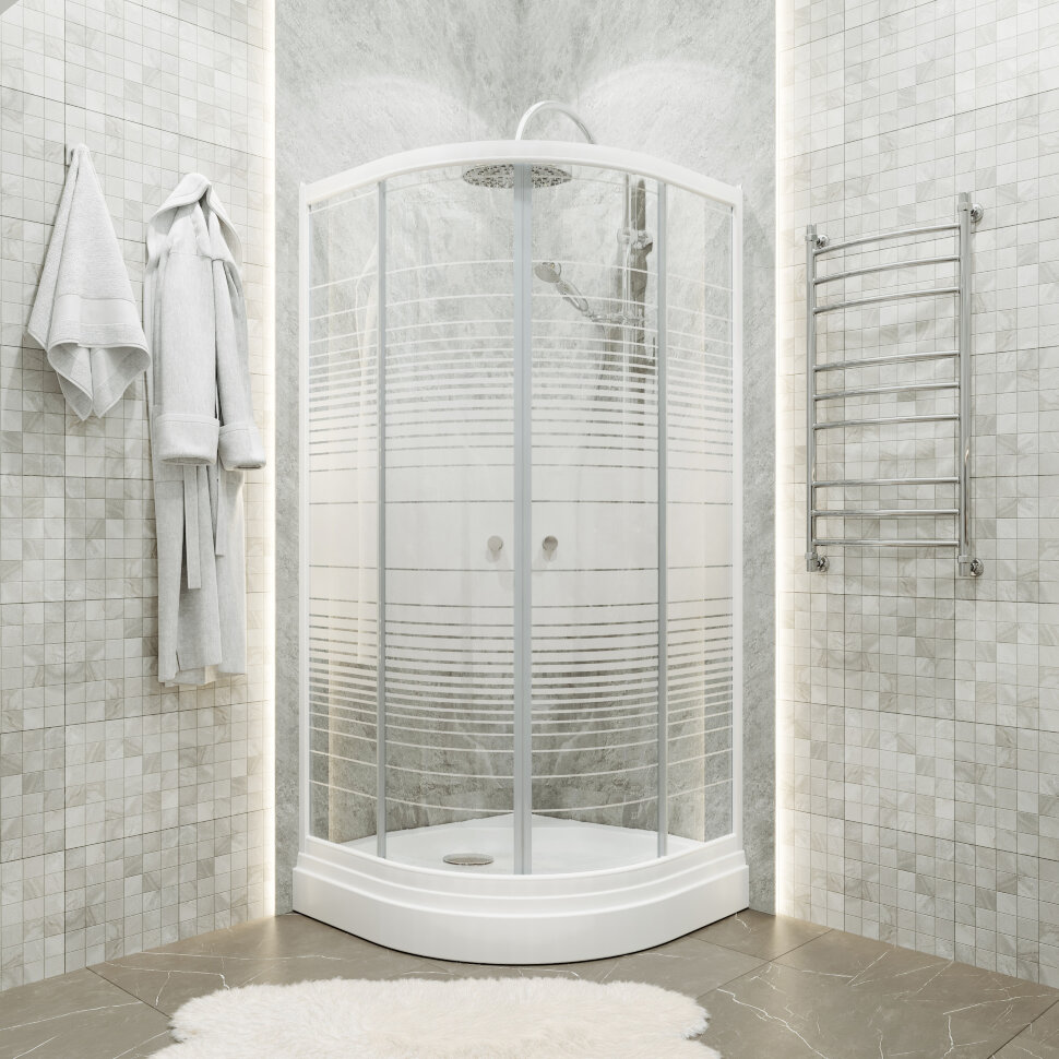 Приобрести тритон душевое ограждение стандарт а аква полосы 100х100 см, белая с узором щ0000025927