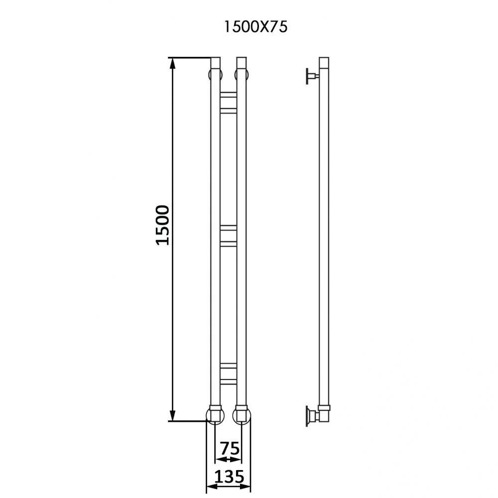 Приобрести veconi полотенцесушитель водяной maola-a, 7,5х150, черный m150b-a