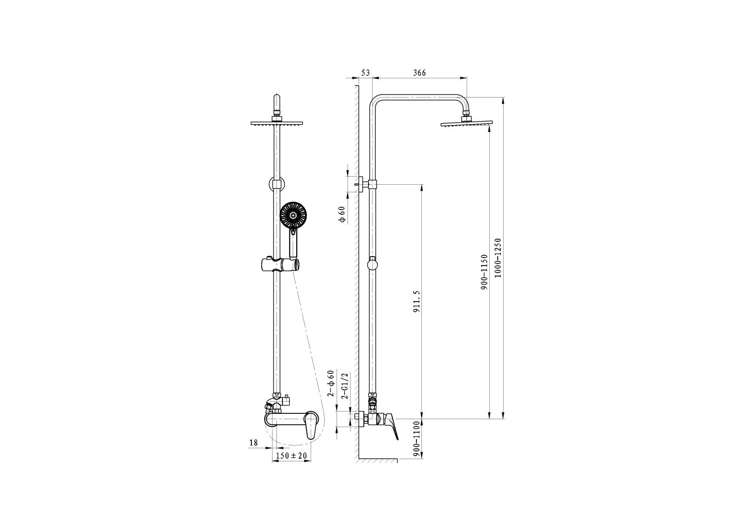 Приобрести душевая система wonzon & woghand balance, хром (ww-054601-cr)