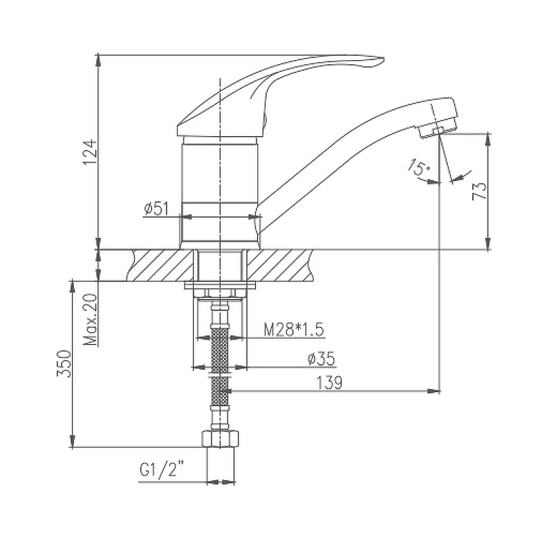 Приобрести haiba смеситель для кухни 124 мм, сатин hb-4521-5