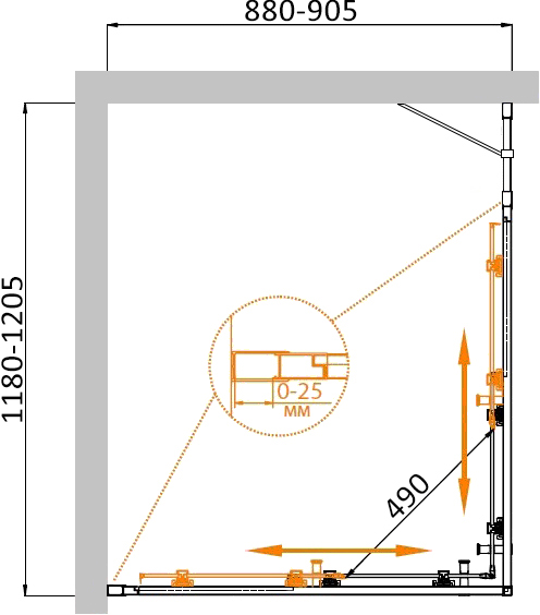 Приобрести cezares душевое ограждение molveno 120х90 см, хром molveno-ah-21-90+30-p-cr