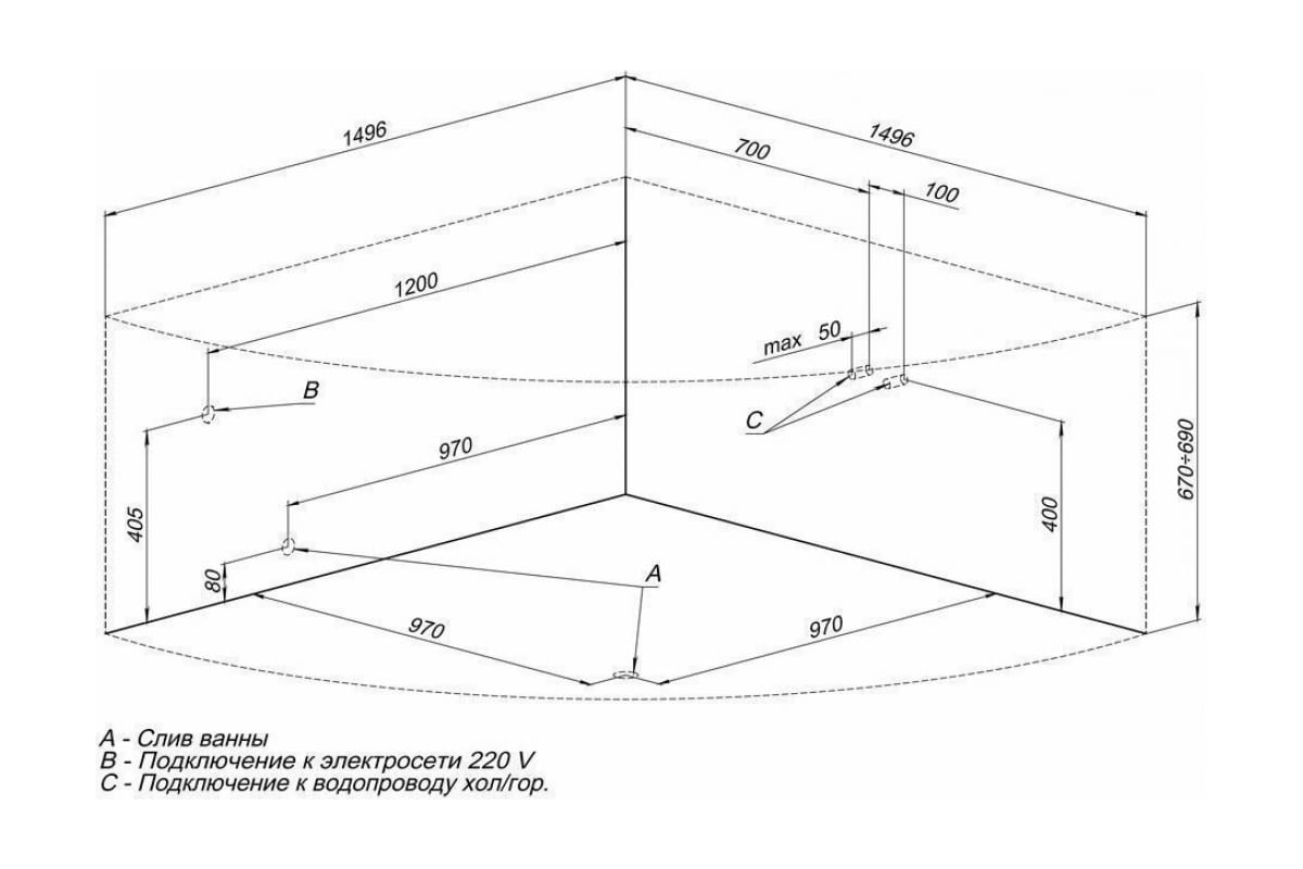 Приобрести aquanet акриловая ванна malta new 150x150 см, белая