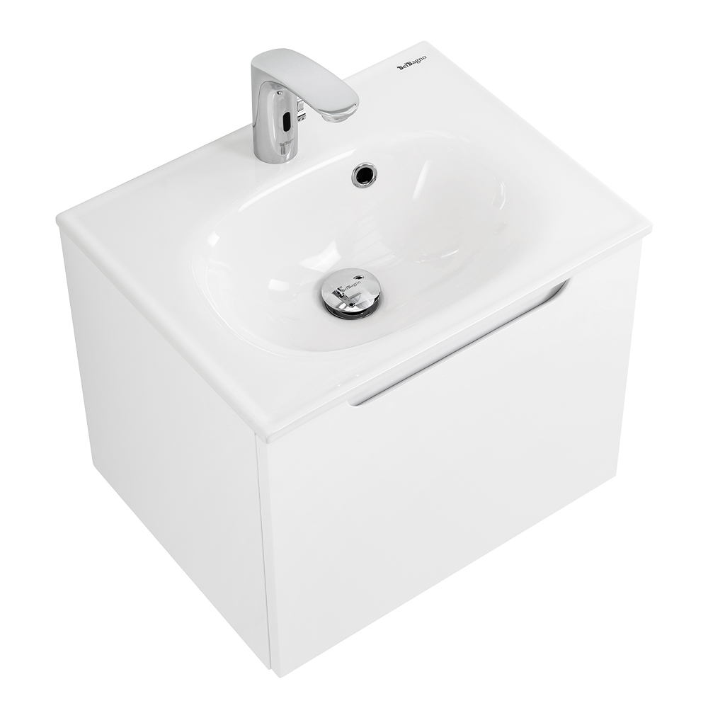 Приобрести belbagno тумба с раковиной etna 50 см, подвесная с ящиком bianco lucido, белая раковина