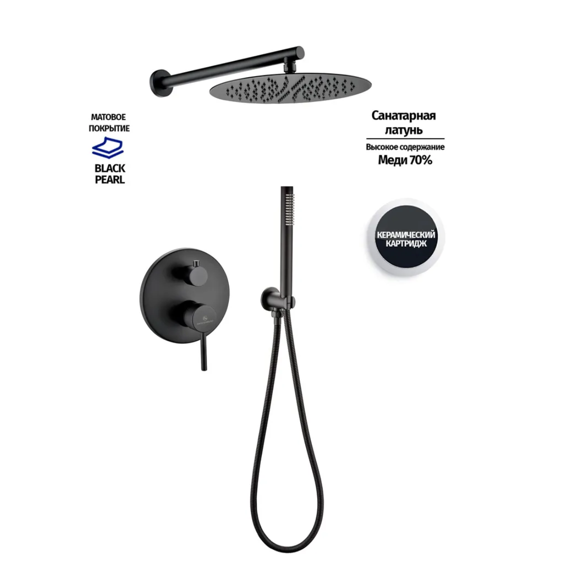 Приобрести grocenberg встраиваемая душевая система, черная матовая gb5099bl-3