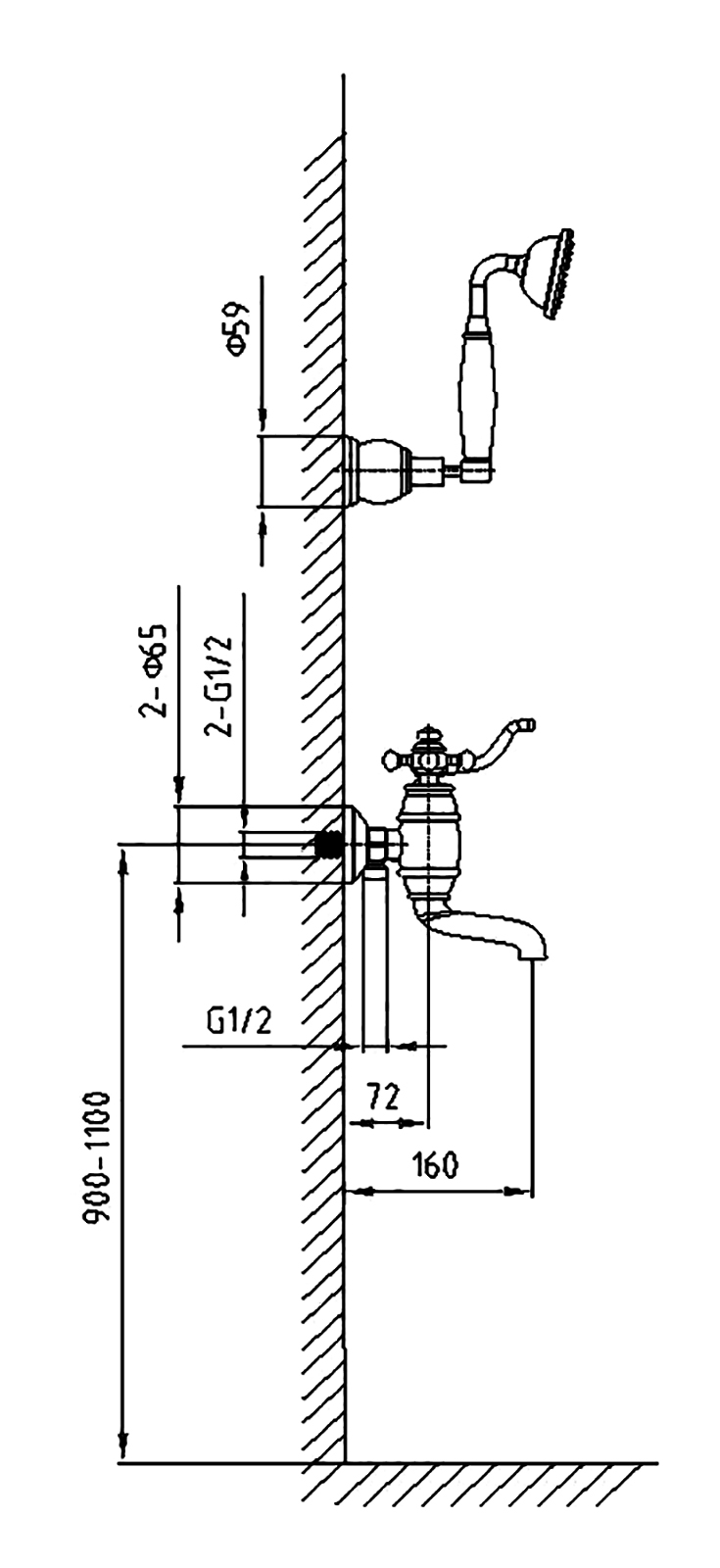 Приобрести смеситель для ванны с душем timo lina 7034/02y антик