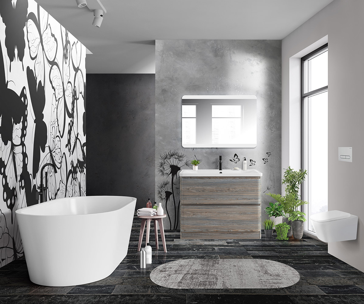 Приобрести belbagno тумба с раковиной albano 100 см, напольная pino scania, белая раковина