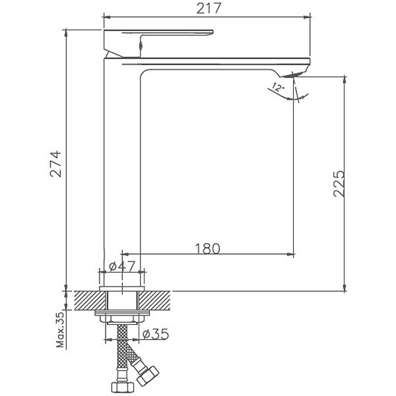 Приобрести haiba смеситель для раковины 274мм, высокий, черный матовый hb11590-7