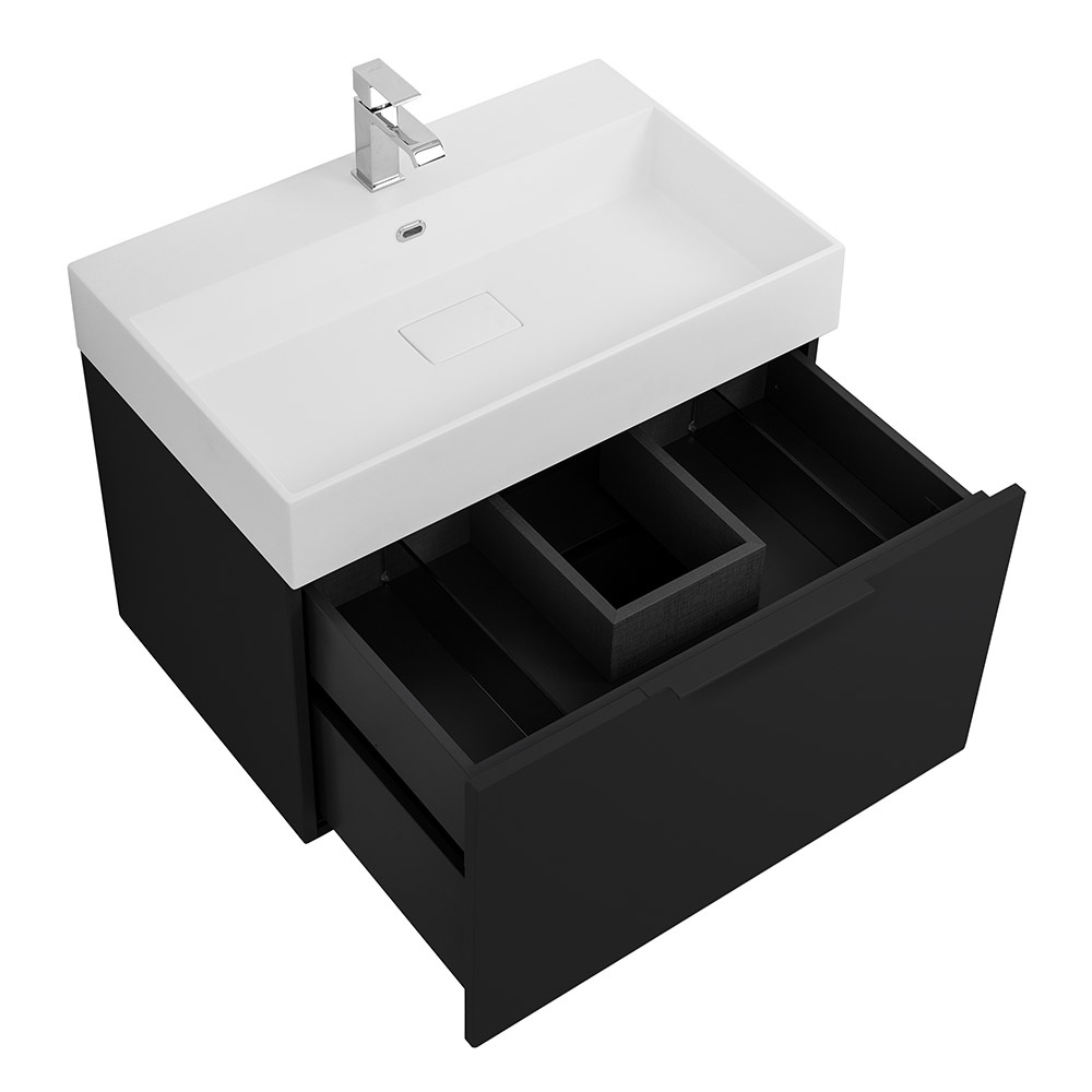 Приобрести cezares тумба подвесная с раковиной premium 70 см nero opaco, черная 55397