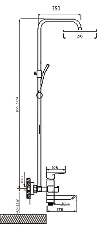 Приобрести душевая система vieir autunno 1400 мм, белый\хром v263562f