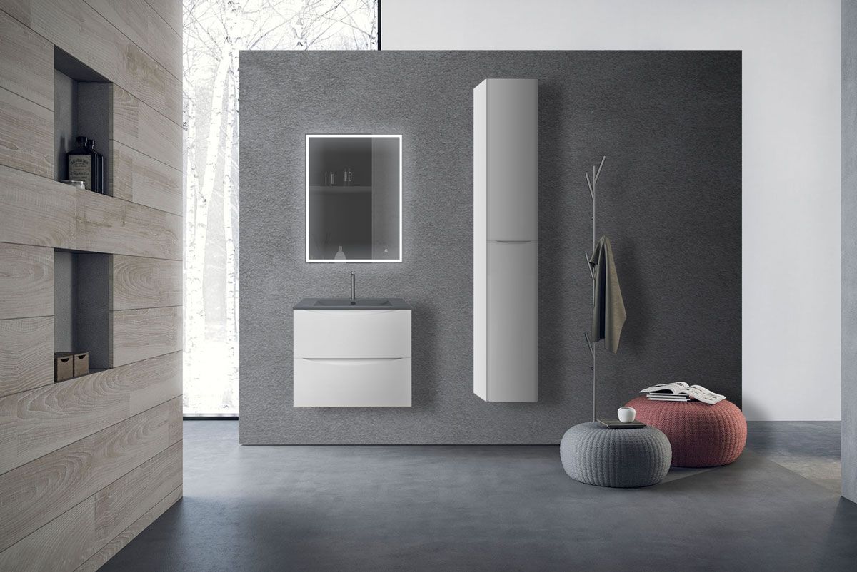 Приобрести vincea тумба подвесная mia 60 см, белая с черный матовой раковиной vmc-2mc600gw;vbs-13960mb