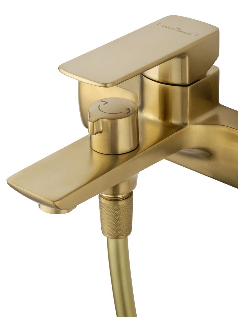 Приобрести смеситель для ванны с душем wonzon & woghand edge, брашированное золото (ww-88639003a-bg)