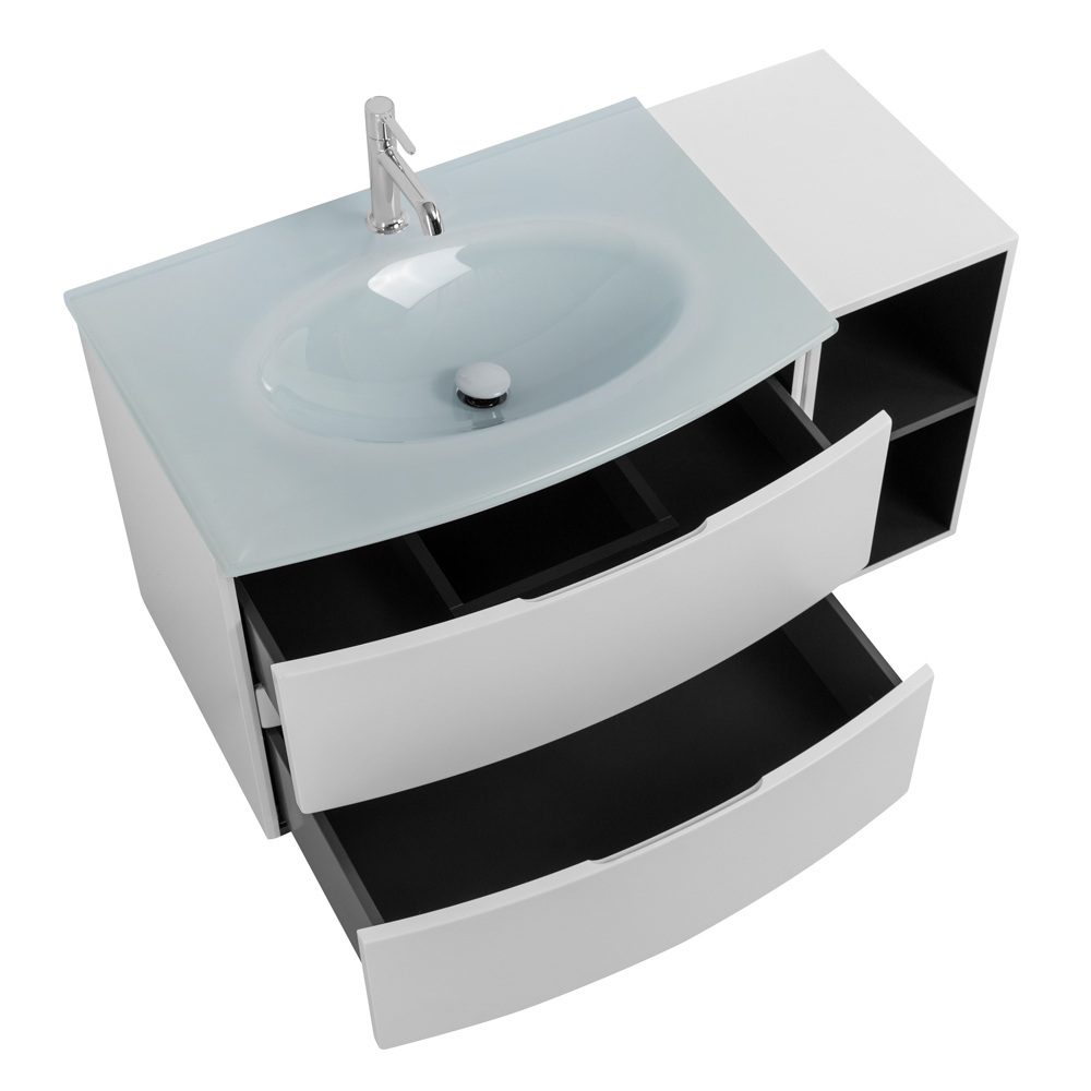 Приобрести cezares тумба подвесная с раковиной elettra 104 см bianco opaco, стекло, белая 55521