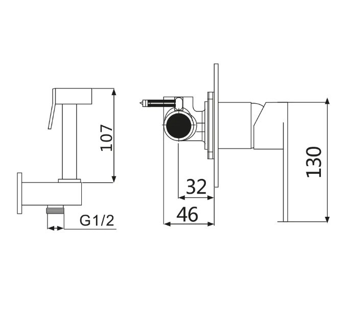 Приобрести смеситель с гигиеническим душем, встраиваемый vieir gunzi, хром v113551